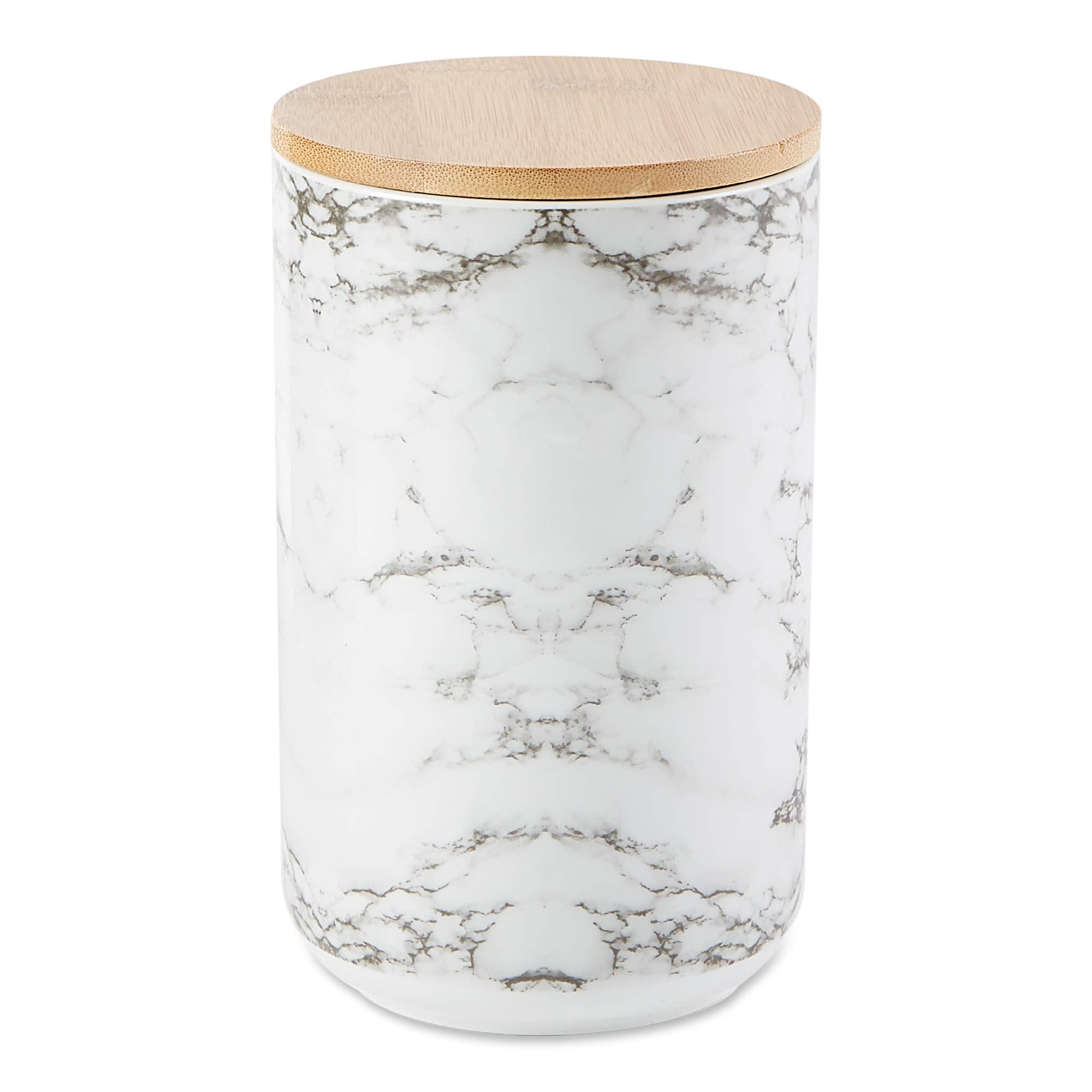 Bone Dry Ceramic Marble Treat Jar For Pets Dishwasher Safe, Dishwasher Safe, Bamboo Lid  Push & Twist To Close, Canister, 4X6.5