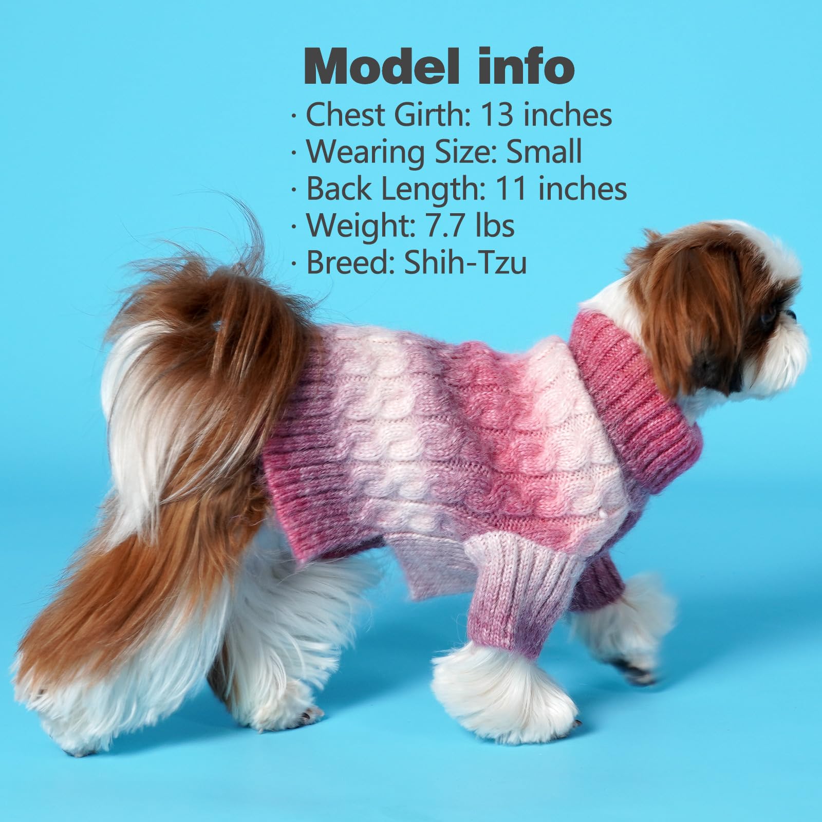 Kyeese Dog Sweater Cable Knit Thick Dog Knitwear Turtleneck Warm With Sleeves Dogs Sweater For Medium Dogs Gradient Color, Purpl