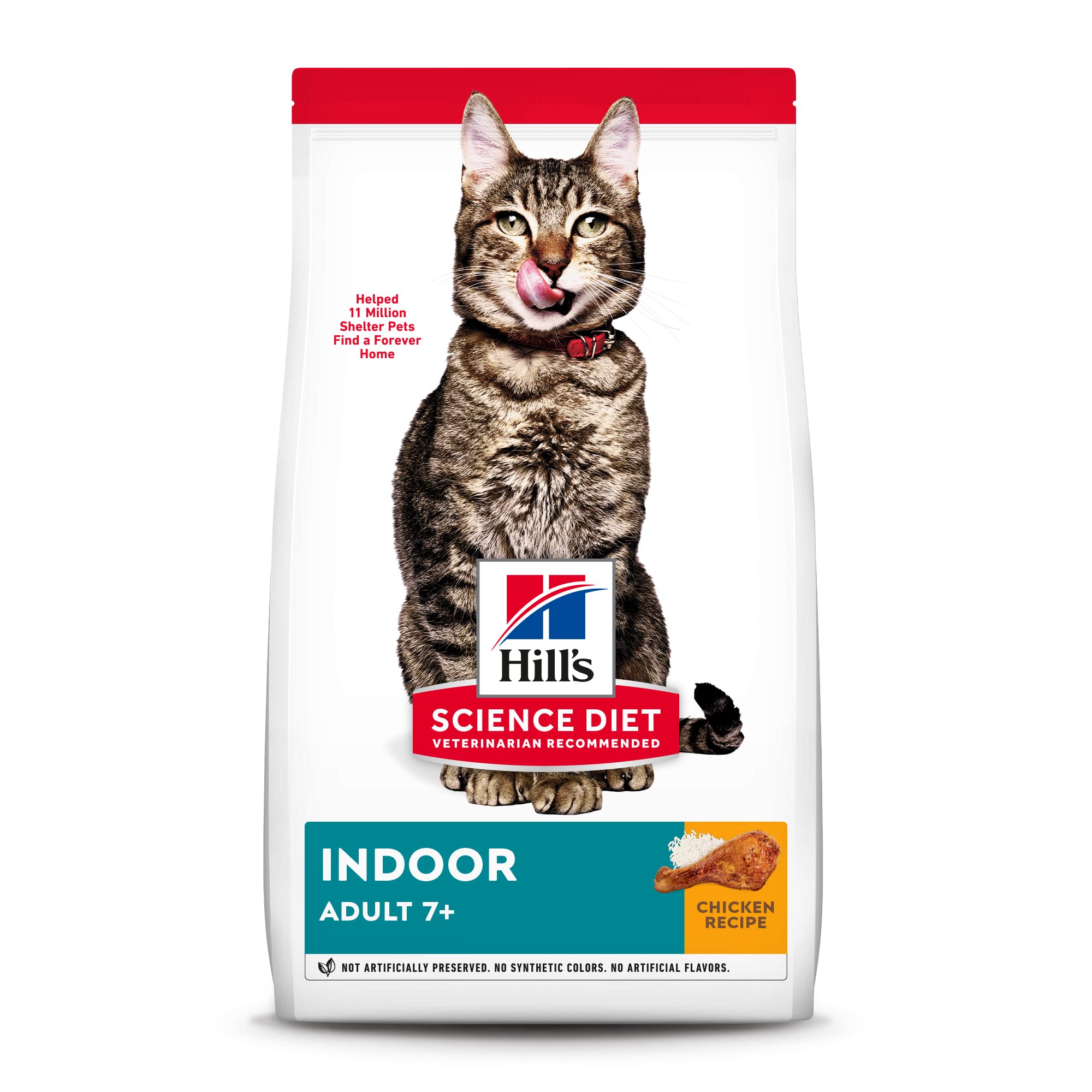 Hills Science Diet Indoor, Senior Adult 7+, Easy Litter Box Cleanup, Dry Cat Food, Chicken Recipe, 15.5 lb Bag