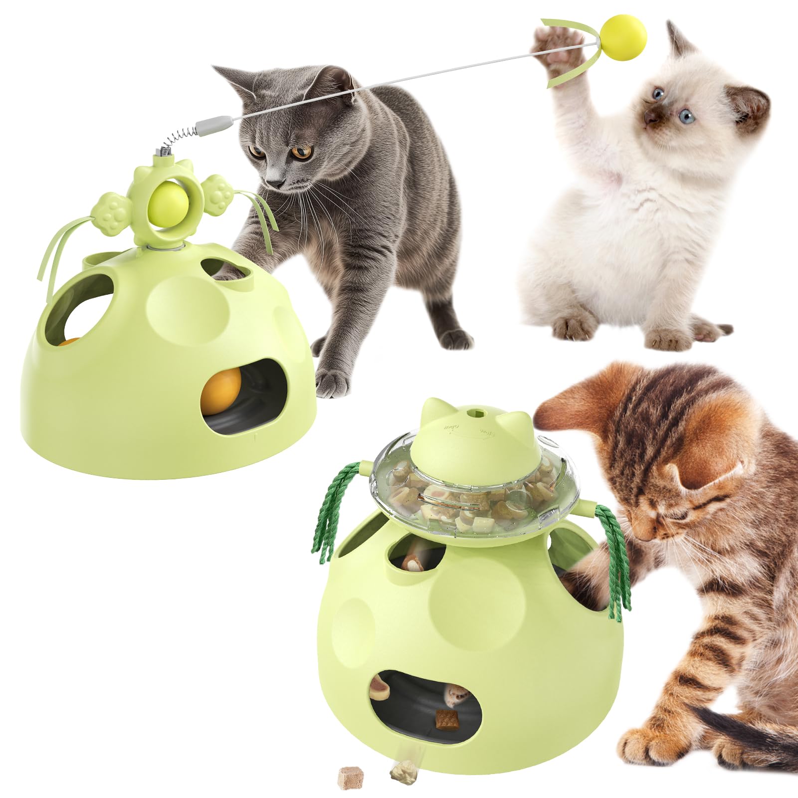 Sedioso Cat Toy, 4-in-1 Cat Interactive Toys for Indoor Cats, Hide and Seek Cats Toys, Spinning Toy and Kitty Food Dispenser Fee