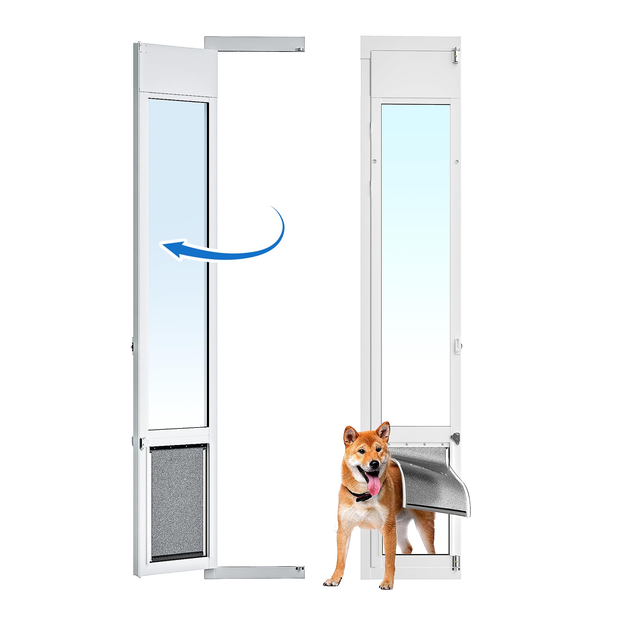 Large Dog Door For Sliding Glass Door,Openable Pet Door For Sliding Glass Doors,All-Metal Framed & Panel & Lock,Adjustable 75 7/