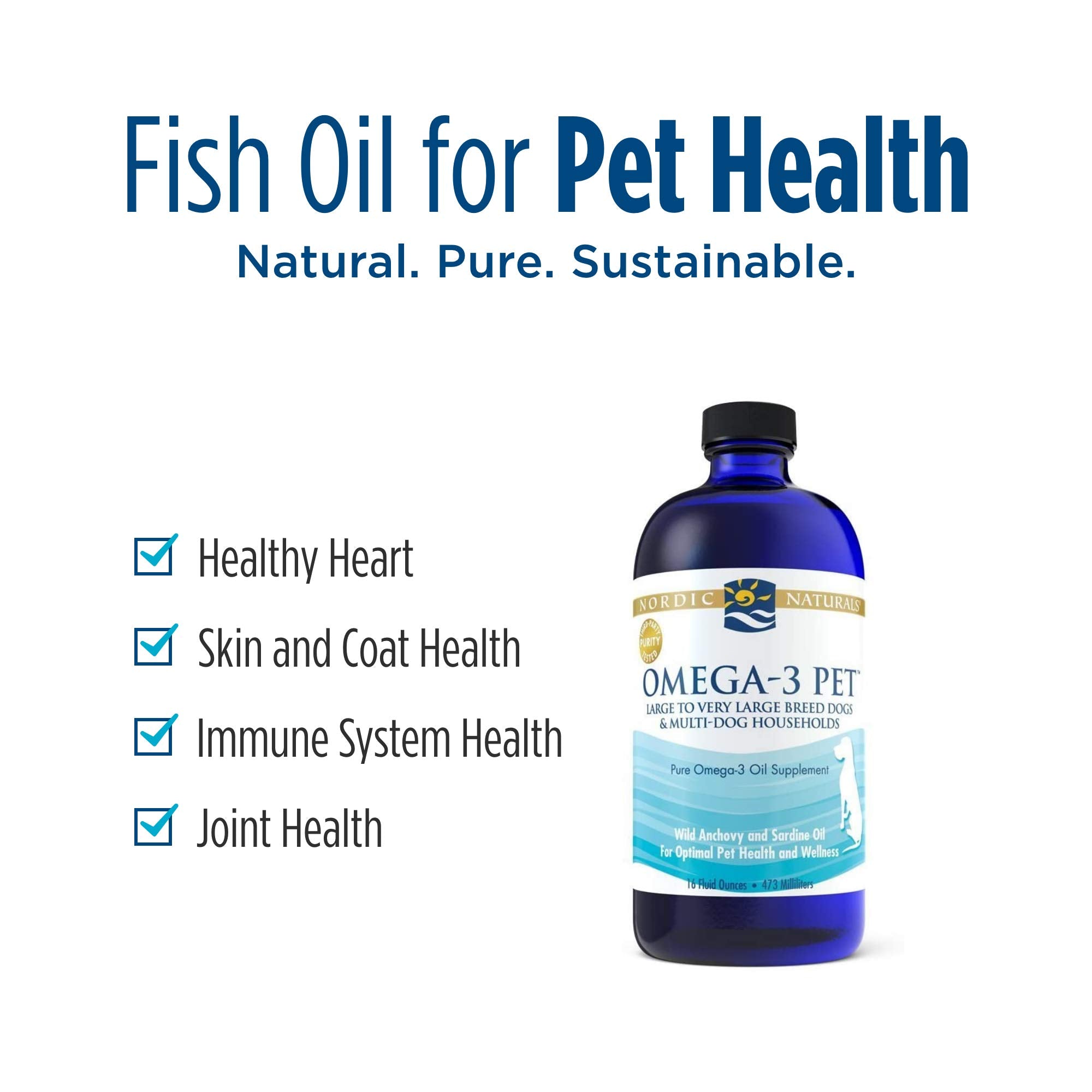 Nordic Naturals Omega-3 Pet, Unflavored - 16 oz - 1518 mg Omega-3 Per Teaspoon - Fish Oil for Large to Very Large Dogs with EPA