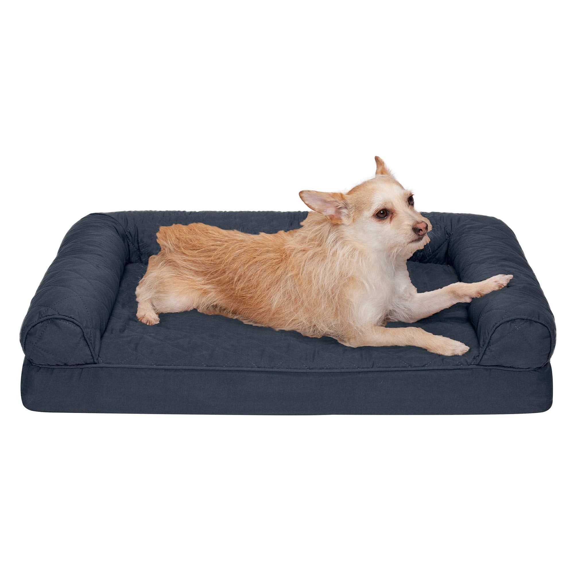Furhaven Orthopedic Dog Bed For Medium/Small Dogs W/ Removable Bolsters & Washable Cover, For Dogs Up To 35 Lbs - Quilted Sofa - Iron Gray, Medium