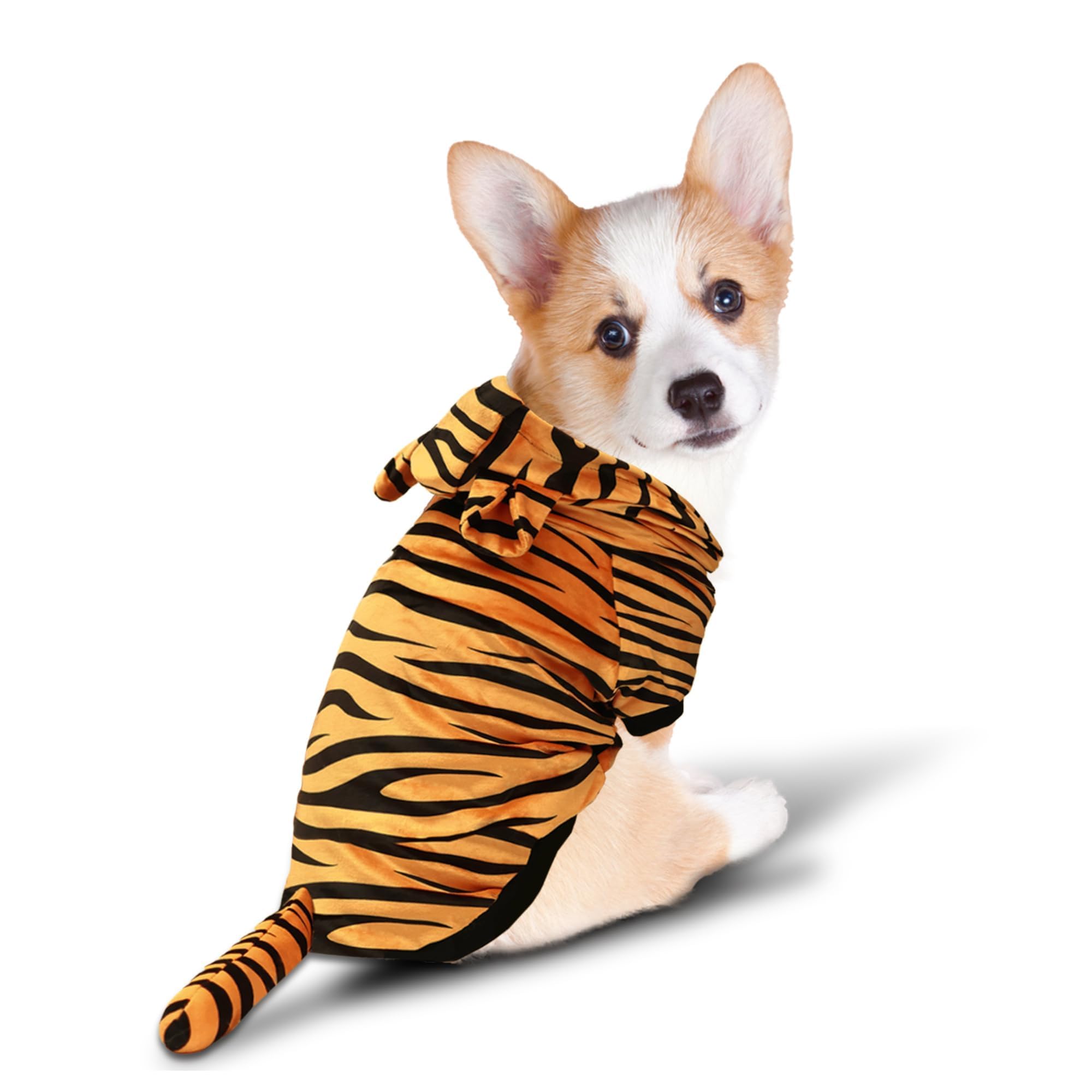 Delifur Dog Tiger Costume - Dog Funny Hooded Halloween Cosplay Funny Costume For Small Medium Dogs Pet Special Events Photo Prop