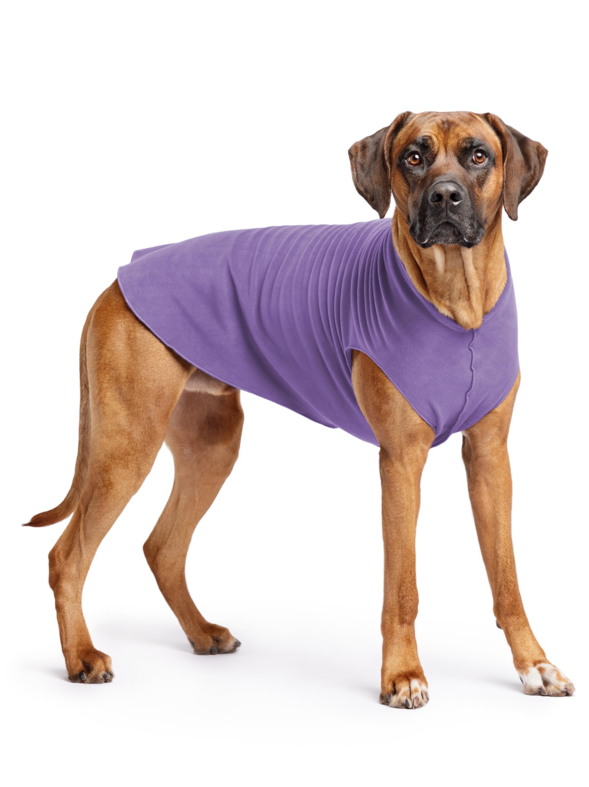 Gold Paw Stretch Fleece Dog Coat, Stretchy Pet Sweater, Machine Washable Pullover For Winter And Fall, Lavender, 26