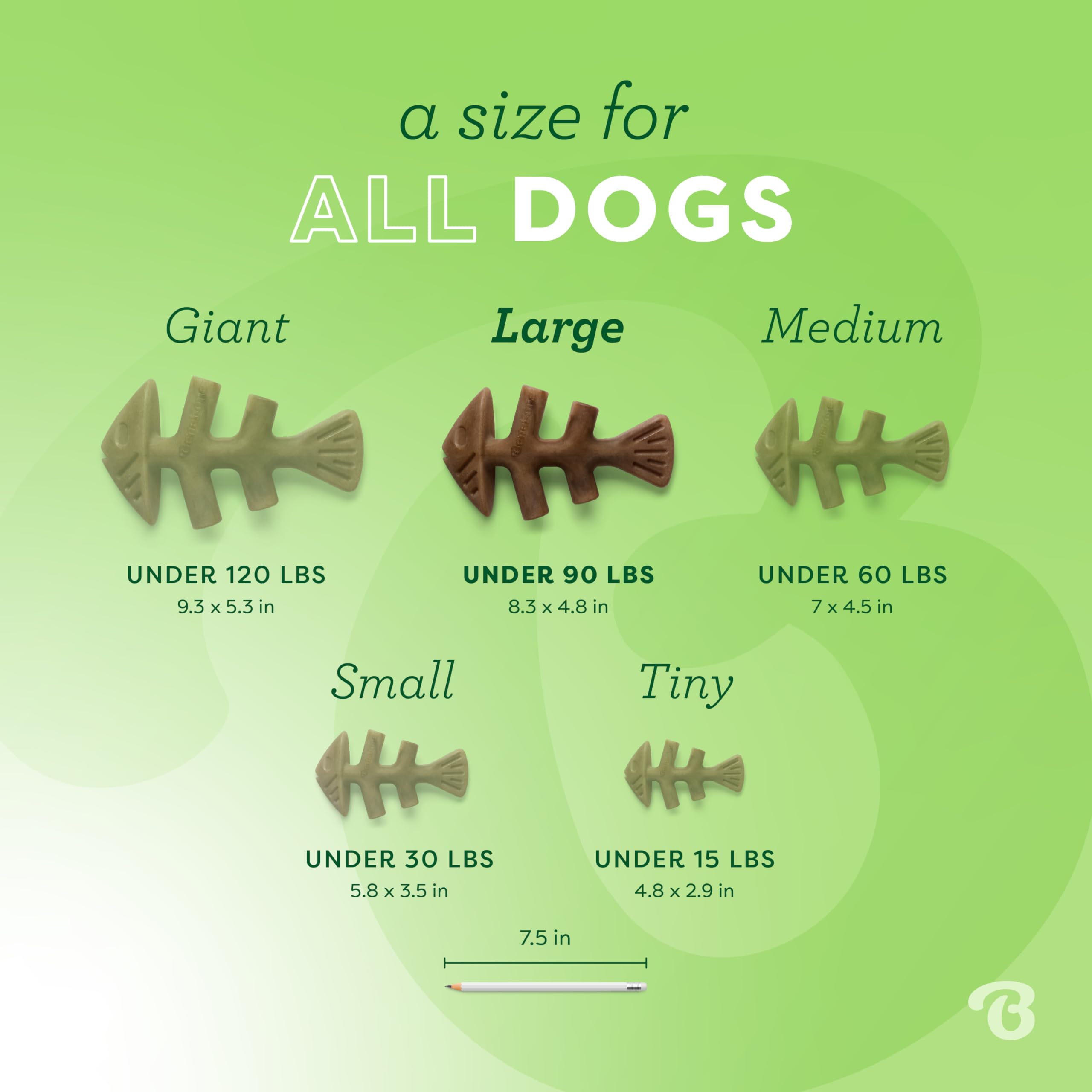 Benebone Fishbone Durable Dog Chew Toy For Aggressive Chewers, Real Fish, Made In Usa, Large