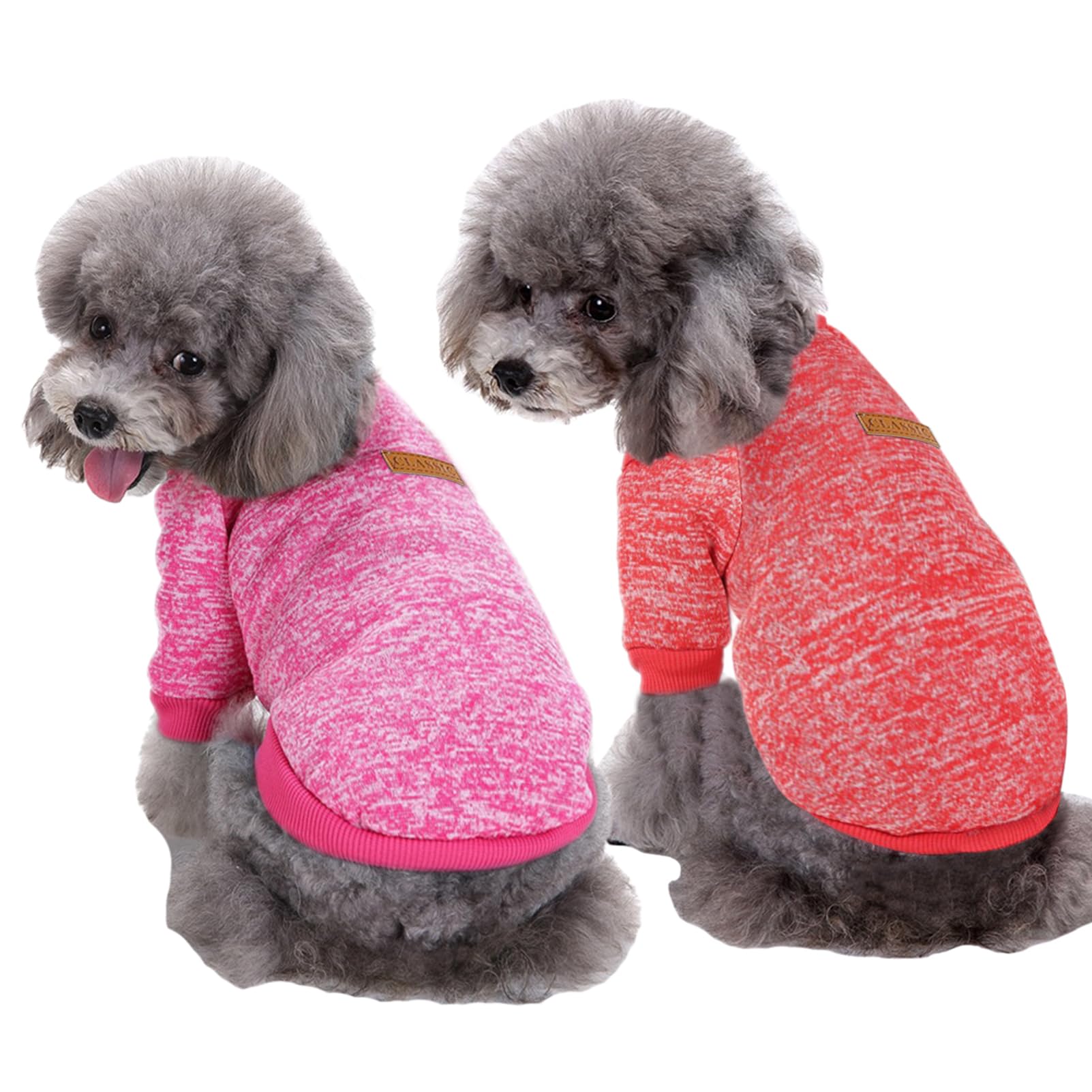 Chborless Pet Dog Sweater Warm Dog Pajamas Soft Cat Sweater Puppy Clothes Small Dogs Sweater Winter Doggie Sweatshirt (S, Red+Ro