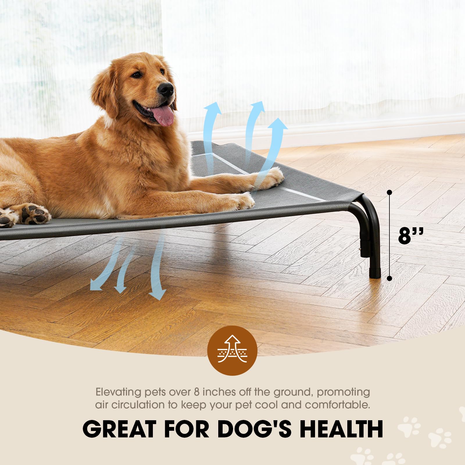 Czpalo Elevated Dog Bed, Raised Outdoor Dog Bed For Medium Sized Dog, Portable Cooling Pet Cot With Breathable & Washable Mesh,