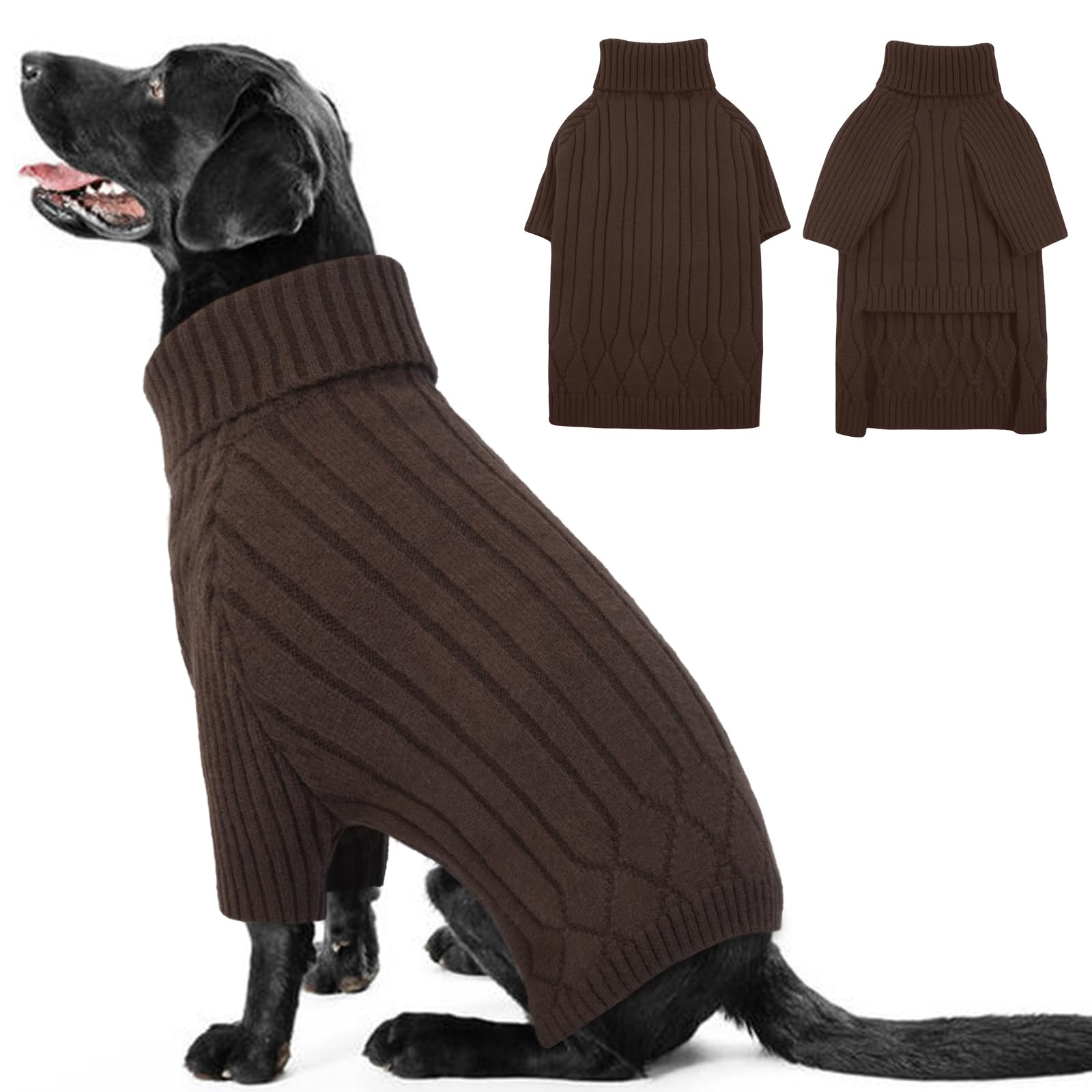 OUOBOB XXL Dog Sweaters for Extra Large Dogs, Warm Winter Fall Dog Sweaters for Dog Girls Boys, Turtleneck Dog Knitwear,Doggie C