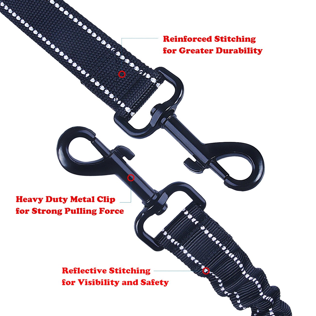 U-Pick Dual Dog Leash,Double Dog Leash,Shock Absorbing Reflective Bungee For Two Dogs,360 Swivel No Tangle Walking Leash With Wa