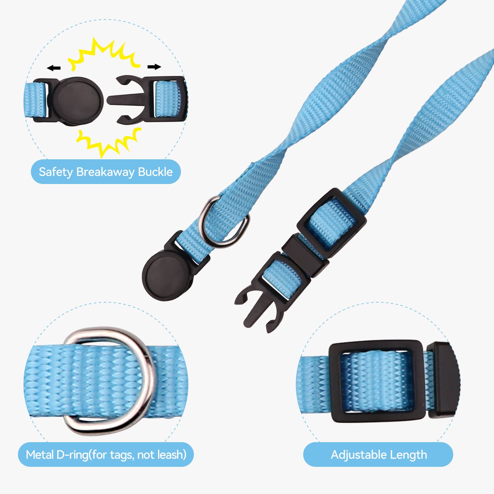 Brand 16 Nylon Adjustable Safety Breakaway ID Whelping Collar for Small Puppies (Pack of 16)