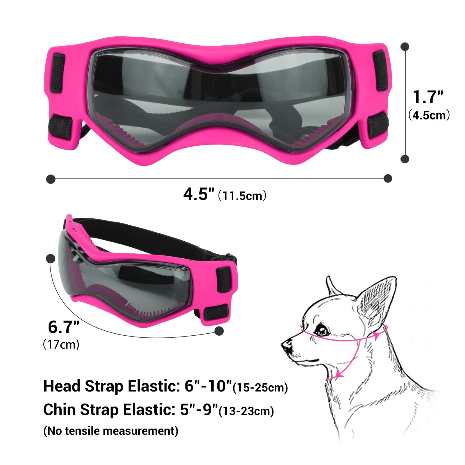 Petleso Dog Goggles Small Breed, Dog Sunglasses For Small Breed Uv Protection Eyewear For Small Dog Outdoor Riding Driving, Small Pink