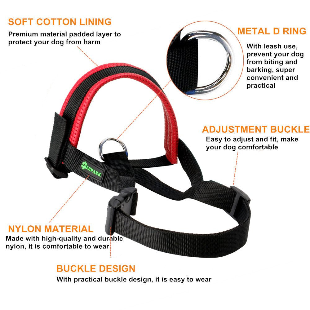 Nylon Dog Muzzle for Small,Medium,Large Dogs Prevent from Biting,Barking and Chewing,Adjustable Loop(L/Red)
