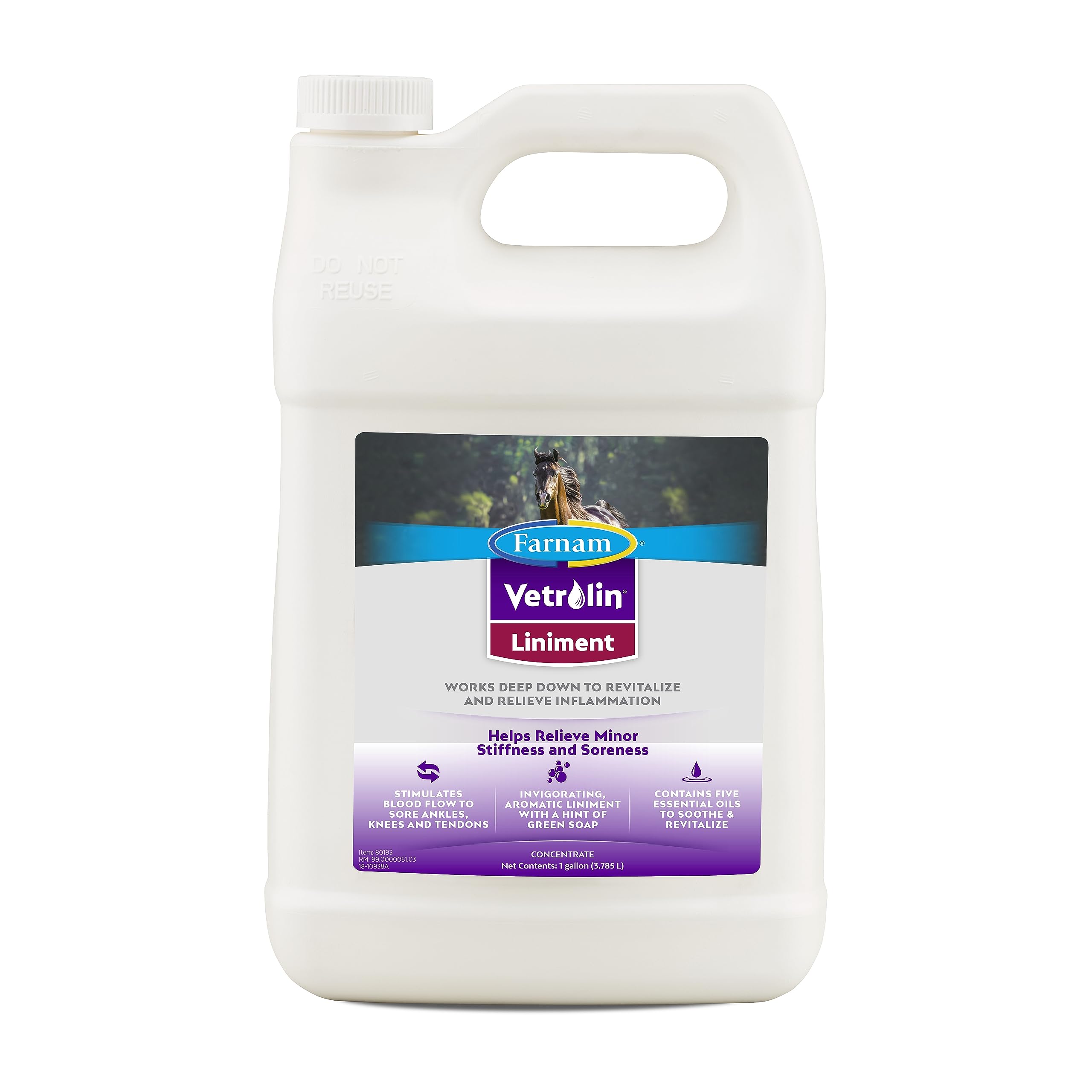 Farnam Vetrolin Horse Liniment, 128 oz - Muscle Soreness & Inflammation Relief, Reduces Swelling, White Color