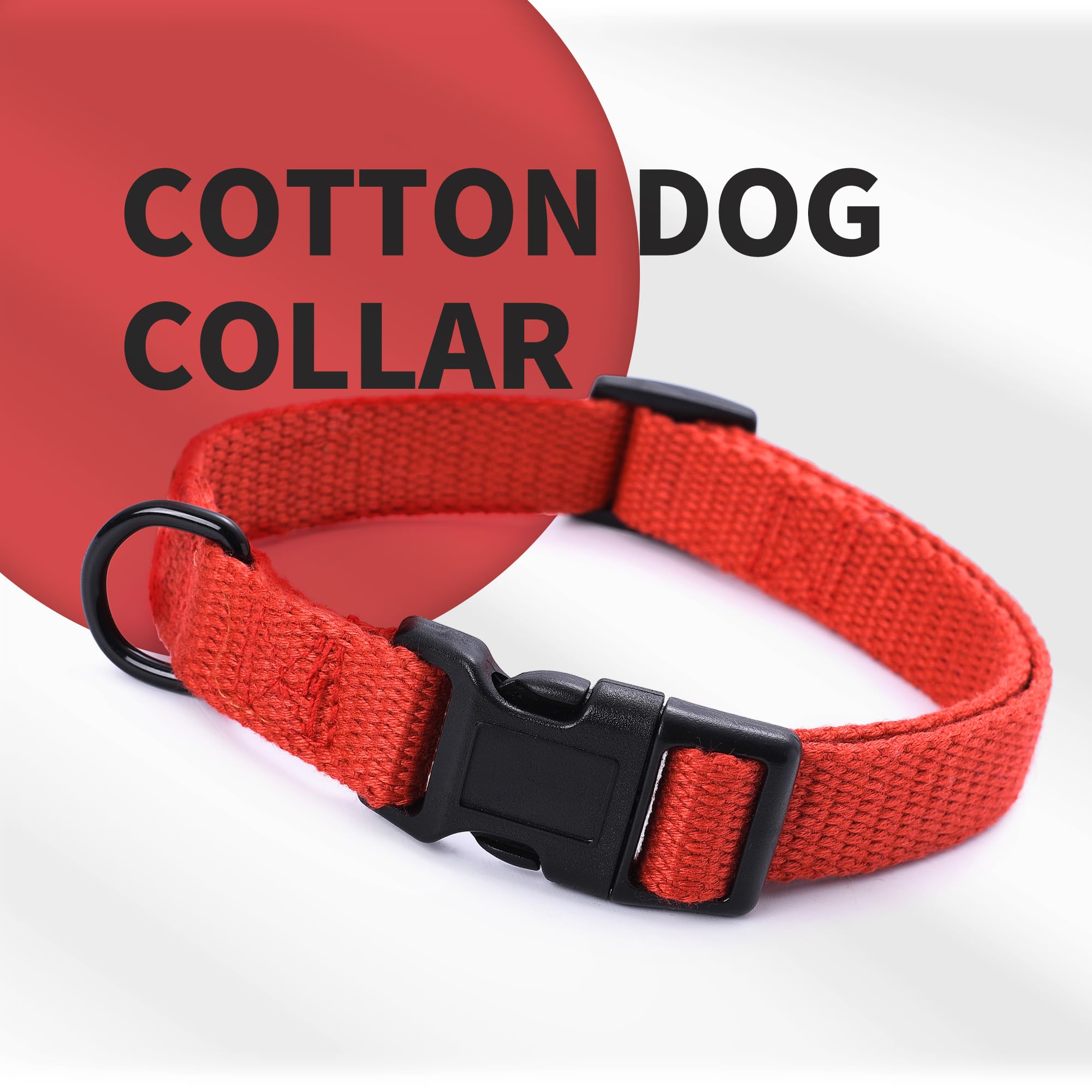 Mile High Life Soft & Strong Poly Cotton Collar - Adjustable With Quick Release Buckle For Small To Large Dogs, Red