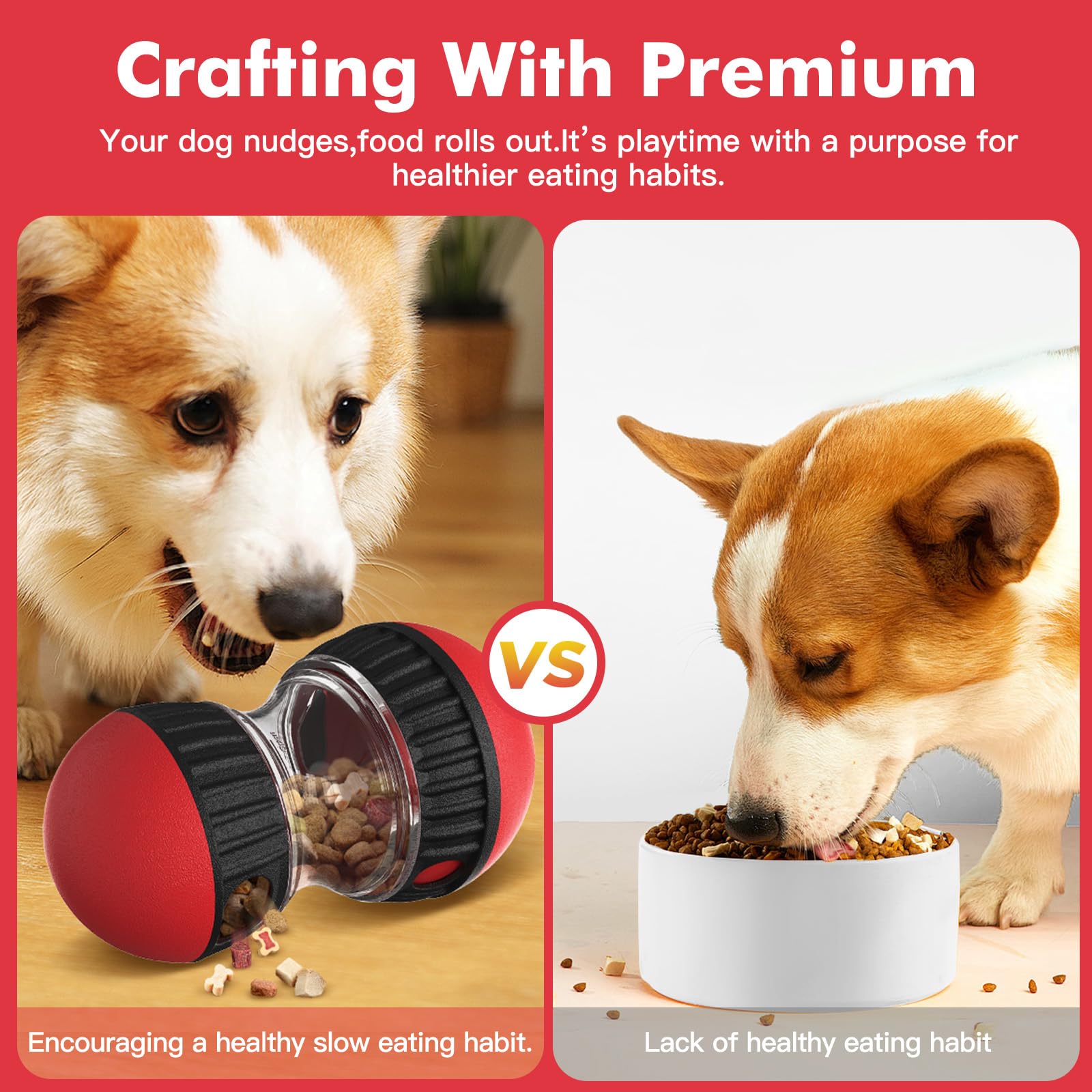 Dog Puzzle Toy for Anxiety Relief - Adjustable Treat Dispensing Ball with Slow Feeder Design, Tough Bite-Resistant Interactive C