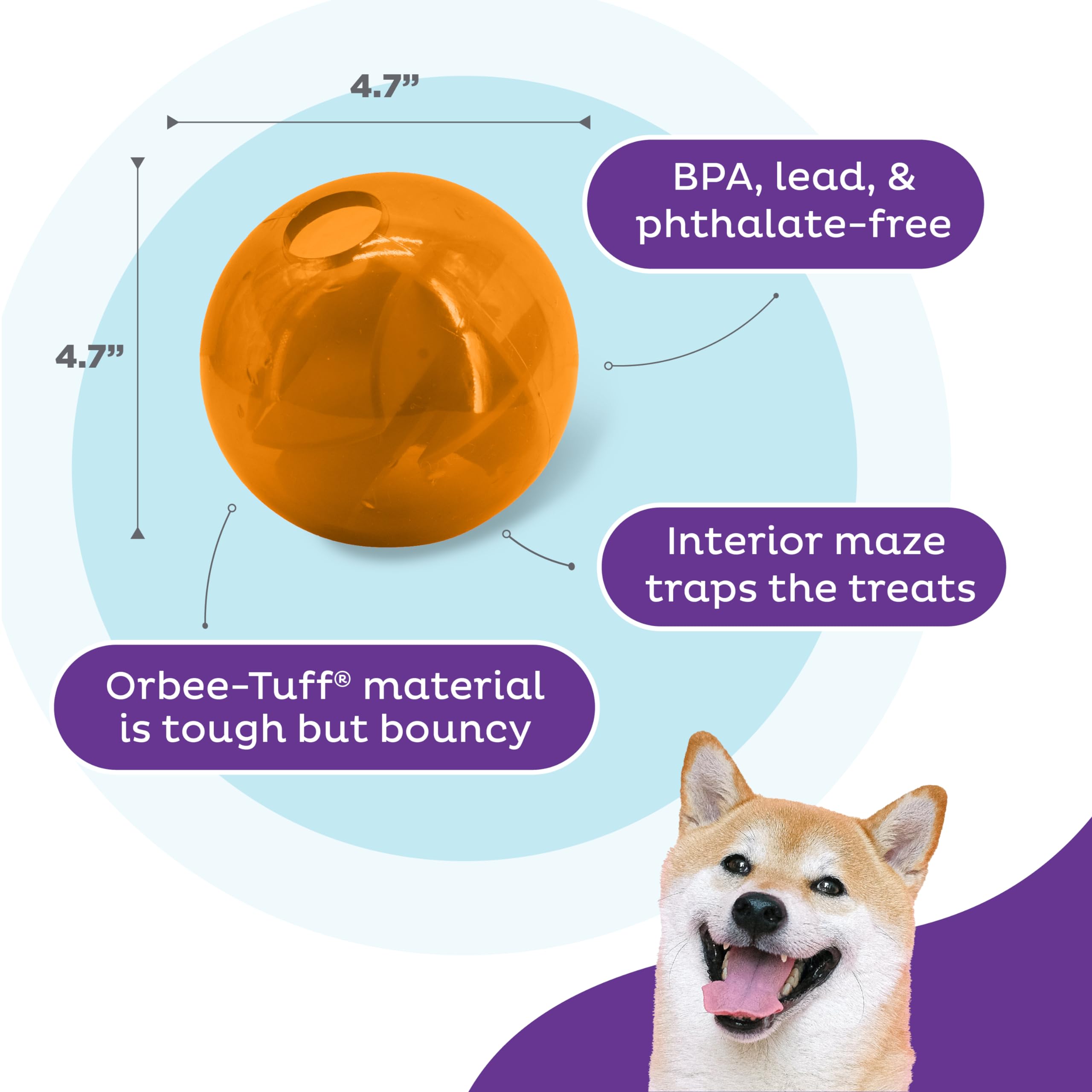 Outward Hound By Planet Dog Mazee Puzzle Ball Interactive Treat Dispensing Dog Toy, Orange