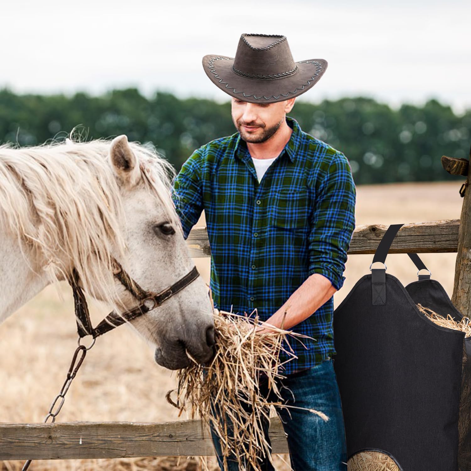 Zelarman 2 Pcs Hay Bags For Horse, Large Capacity Feeding Bag, Goat Hay Feeder, Hay Nets For Sheep, Open Feed Hole Hay Feeder For Slow Feeding