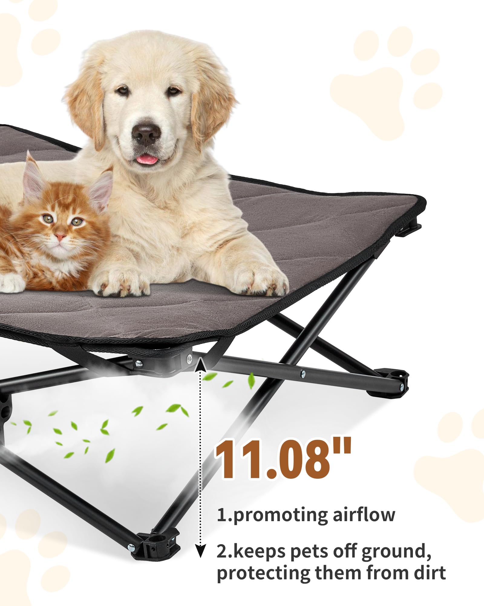 Kingcamp Elevated Dog Bed For Medium Dogs, Outdoor Raised Cooling Pet Cot Bed With Washable Breathable Mesh & No-Slip Feet Perfe