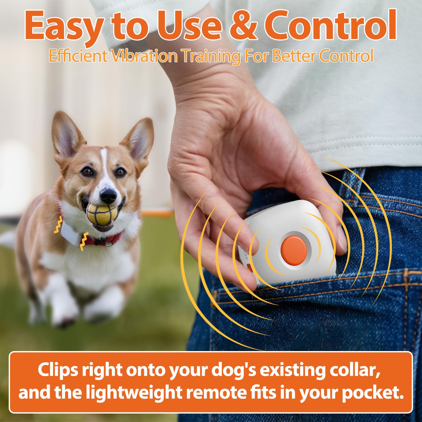 Carmelie Dog Training Device No Shock, Dog Training Collar Clip With Remote, Safe & Humane Vibrating Clicker, One-Touch Operatio