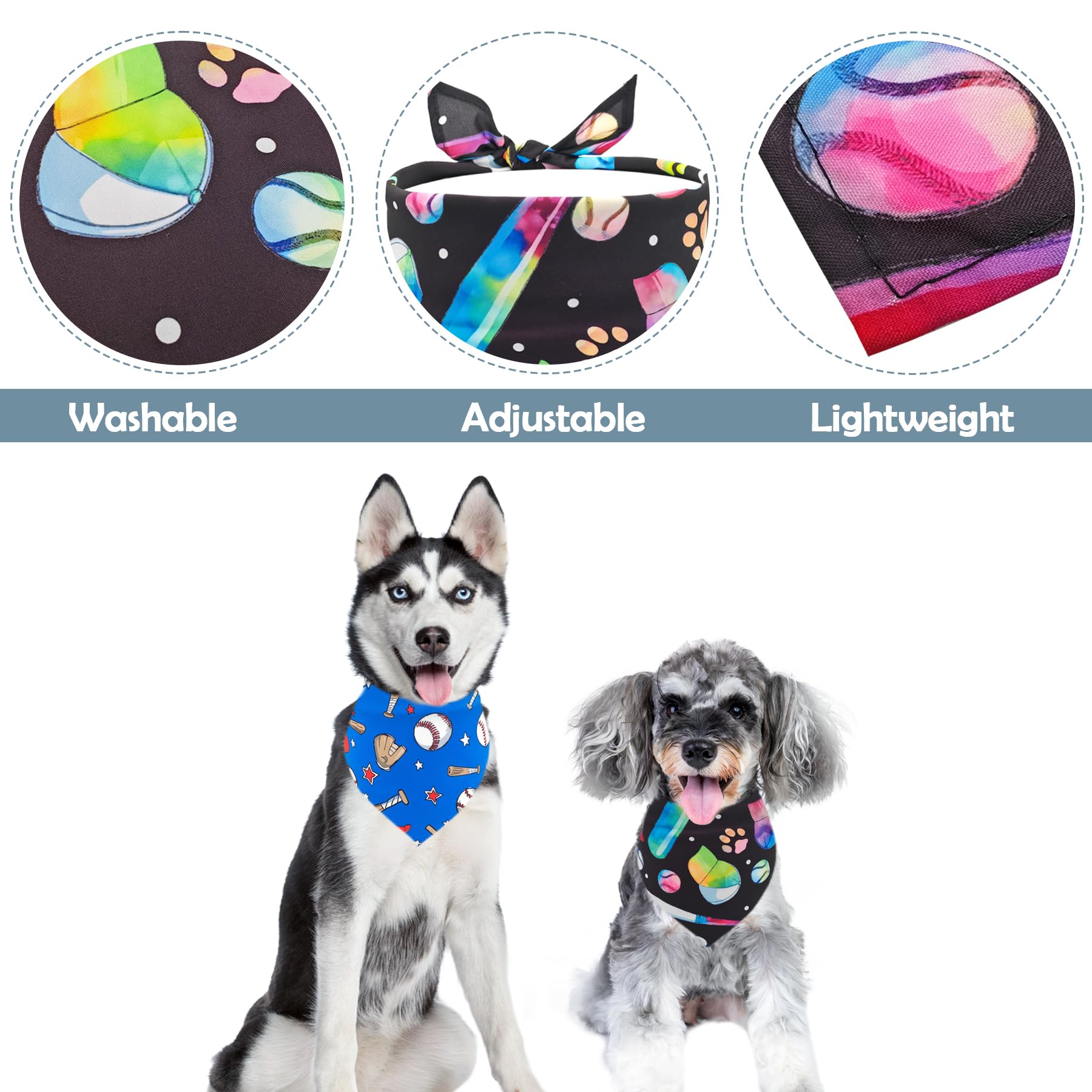 Pai Sence 7 Pcs Baseball Dog Bandanas For Large Dogs Breed 33 Inch Extra Large Polyester Dog Bandana Xl Scarves Game Day Groomin