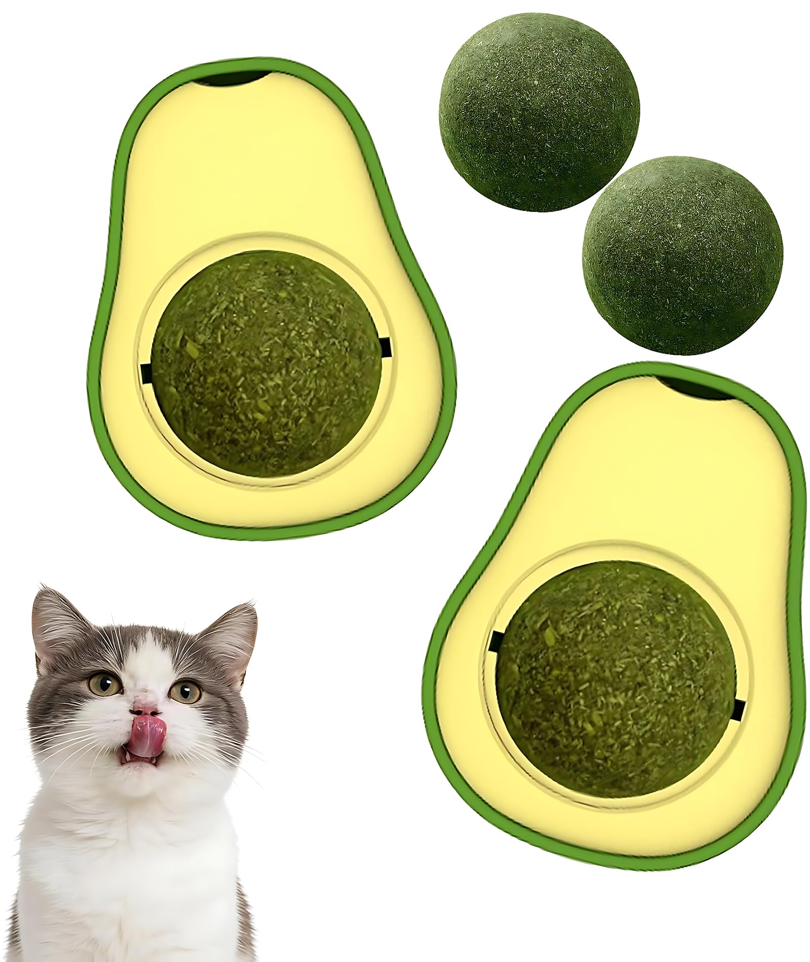 Nhcdfa 4Pcs Catnip Toys For Cats, Avocado Ball Set, Interactive Cat Toys With, Engaging Catnip Ball For Indoor Cats, Set Of Four