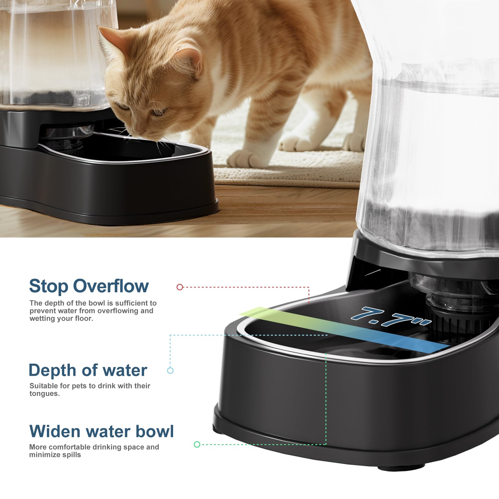 Automatic Gravity Water Dispenser For Dogs, 1Gallon Stainless Steel Dog And Cat Water Bowl Dispenser, Dog Water Fountain Dispens