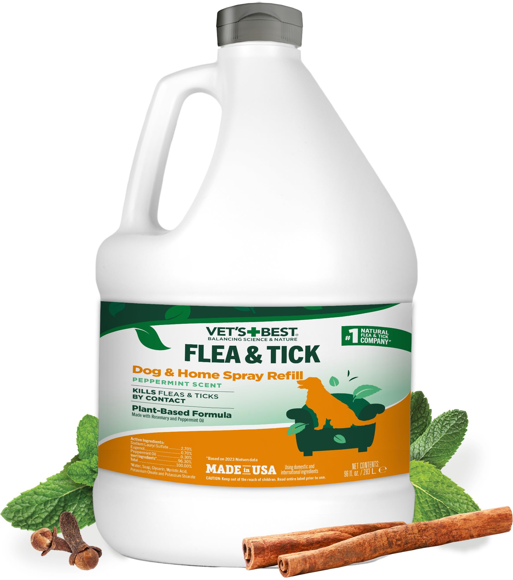 Vets Best Flea and Tick Home Spray - Plant-Based Flea and Tick Treatment for Dogs and Indoor Use - Natural Essential Oil Spray f