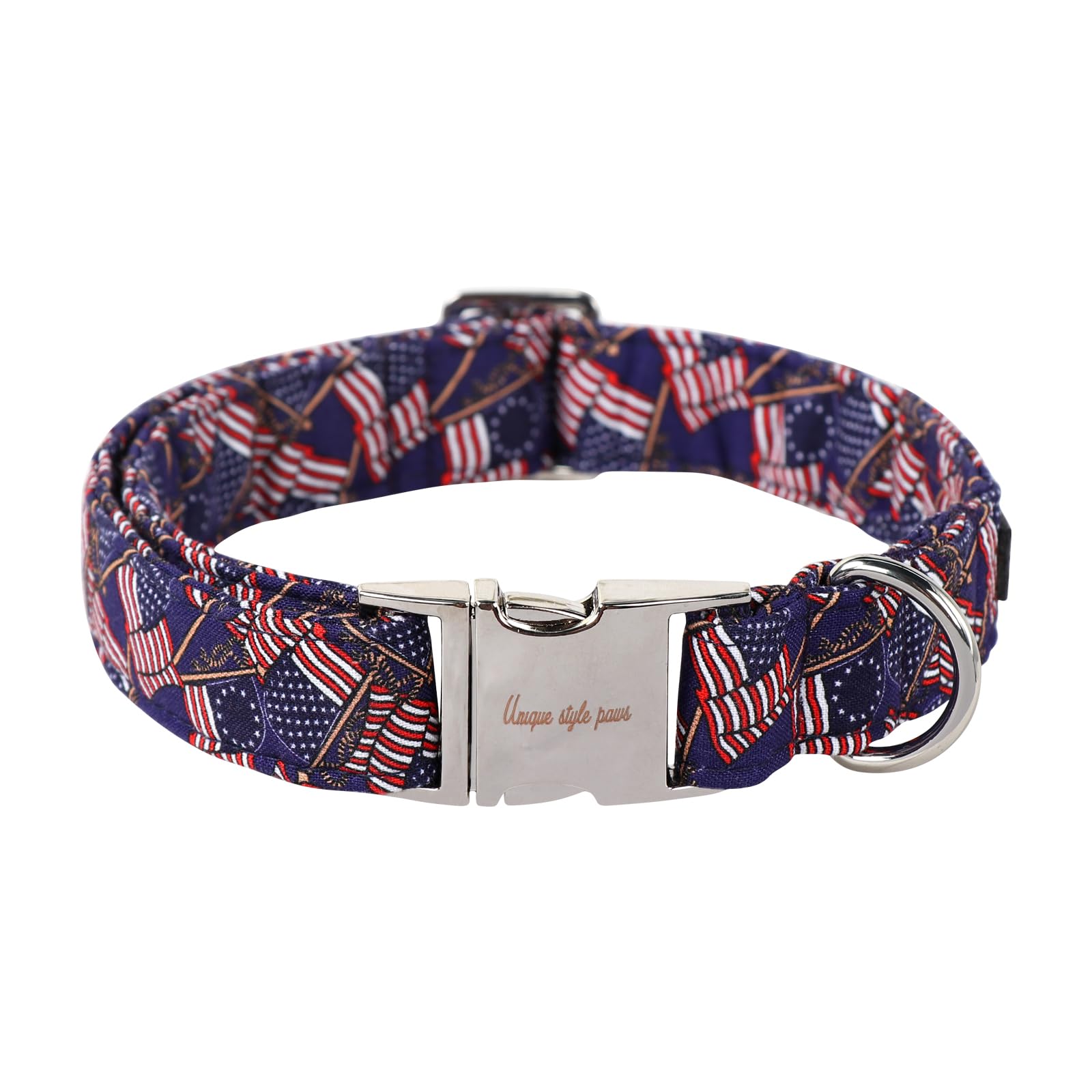 Patriotic Dog Collar, Unique Style Paws 4Th Of July Dog Collar, Blue American Stars Puppy Collar Adjustable Independence Day Col