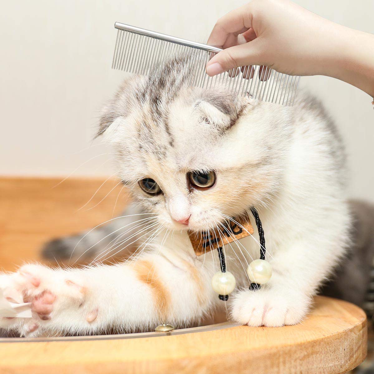 Stainless Steel Pet Grooming Comb With Rounded Ends - Professional Tool For Long And Short-Haired Dogs, Cats And Greyhounds