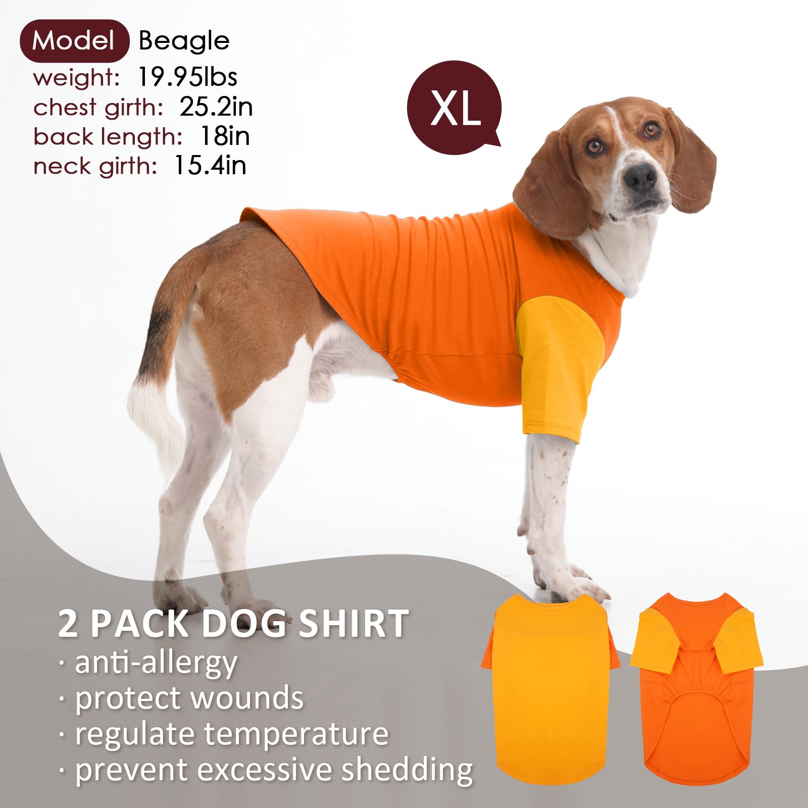 Ikipuko 2 Pack Dog Shirt For Medium Dogs - Soft Breathable Summer Cool Tee, Lightweight Comfortable Clothes For Sensitive Skin,