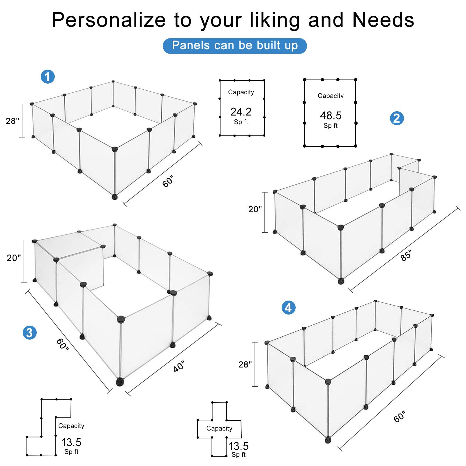 Brian & Dany Pet Dog Playpen, Clear Acrylic Puppy Dog Play Pen Indoor, Portable Small Animal Transparent Fence Panels For Rabbit