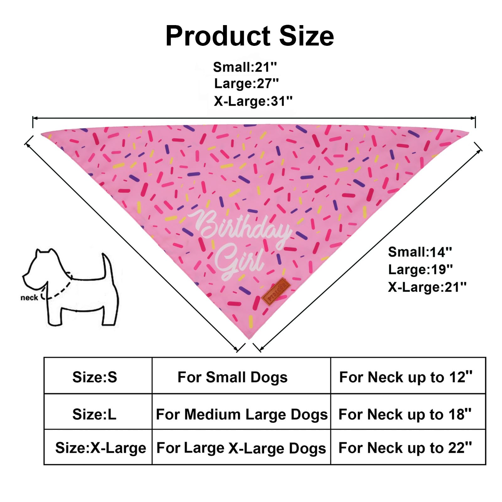 Ptdecor Dog Birthday Party Supplies, Multi Size Birthday Girl Bandana, Pink Crowns Hat Set For Medium Large Pets (Large)