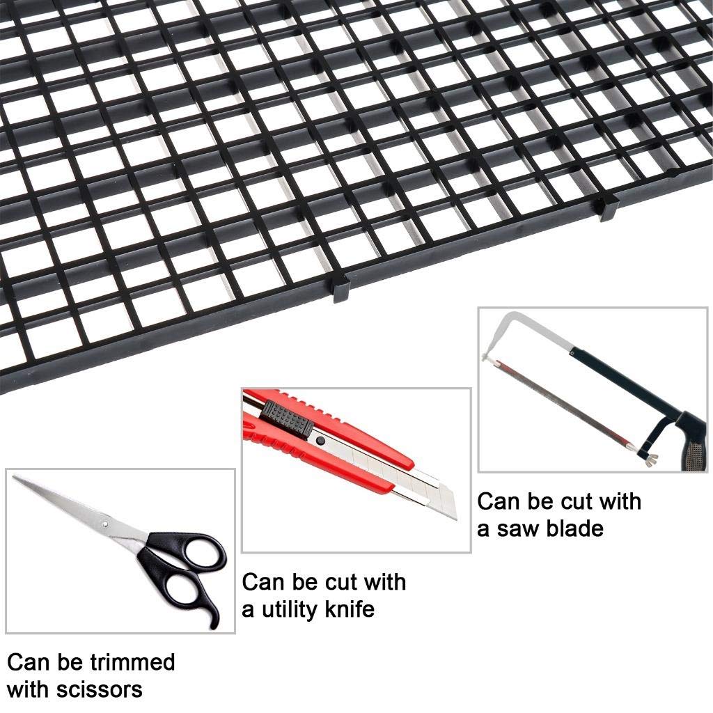 6 Pcs Aquarium Fish Tank Divider Plastic Egg Crate Aquarium Filter Bottom Tray Grid Isolation Board Partition Net Pane Separator For Mixed Breeding Light Diffuser,8 Pcs Sucker Clips Suction Cups,Black