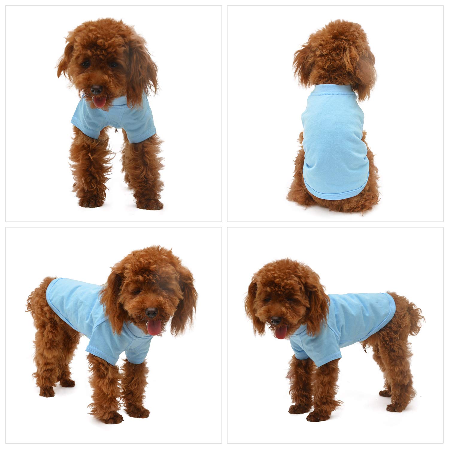 Lovelonglong 2019 Pet Clothing Dog Costumes Basic Blank T-Shirt Tee Shirts For Small Dogs Light-Blue L