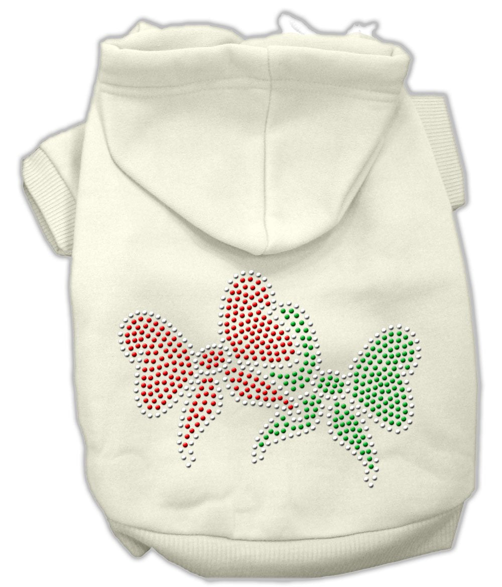 Mirage Pet Products 10-Inch Christmas Bows Rhinestone Hoodie, Small, Cream