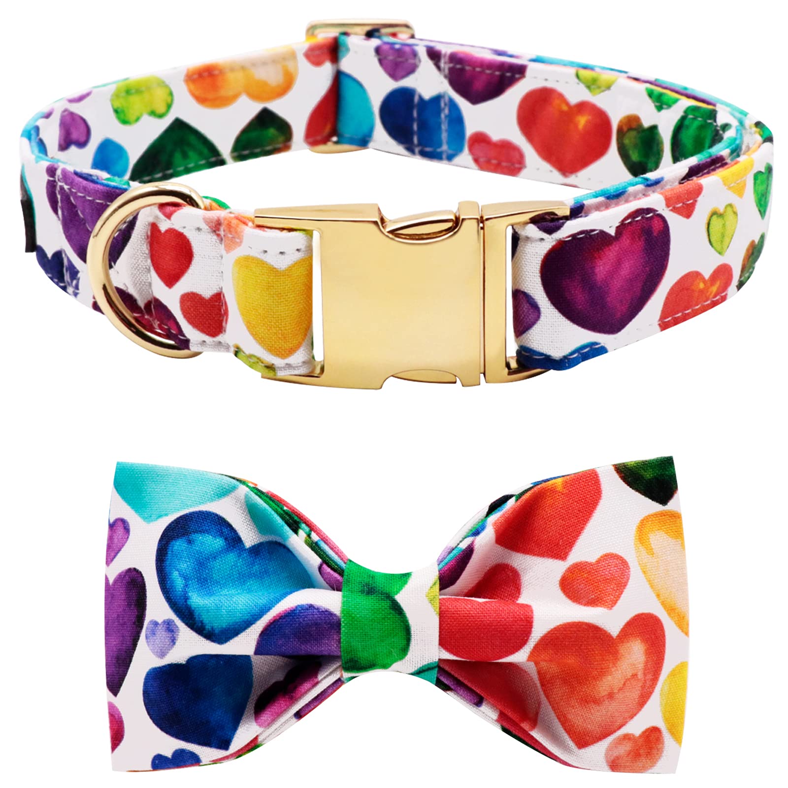 Lionet Paws Valentine'S Day Dog Collar With Bowtie, Soft And Comfortable, Adjustable Collar For Small Dogs, Neck 10-16 Inches