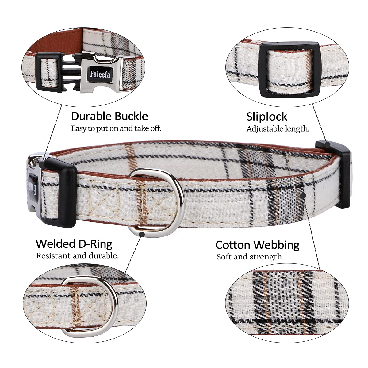 Faleela Soft &Comfy Bowtie Dog Collar,Detachable And Adjustable Bow Tie Collar,For Small Medium Large Pet (M, Beige)