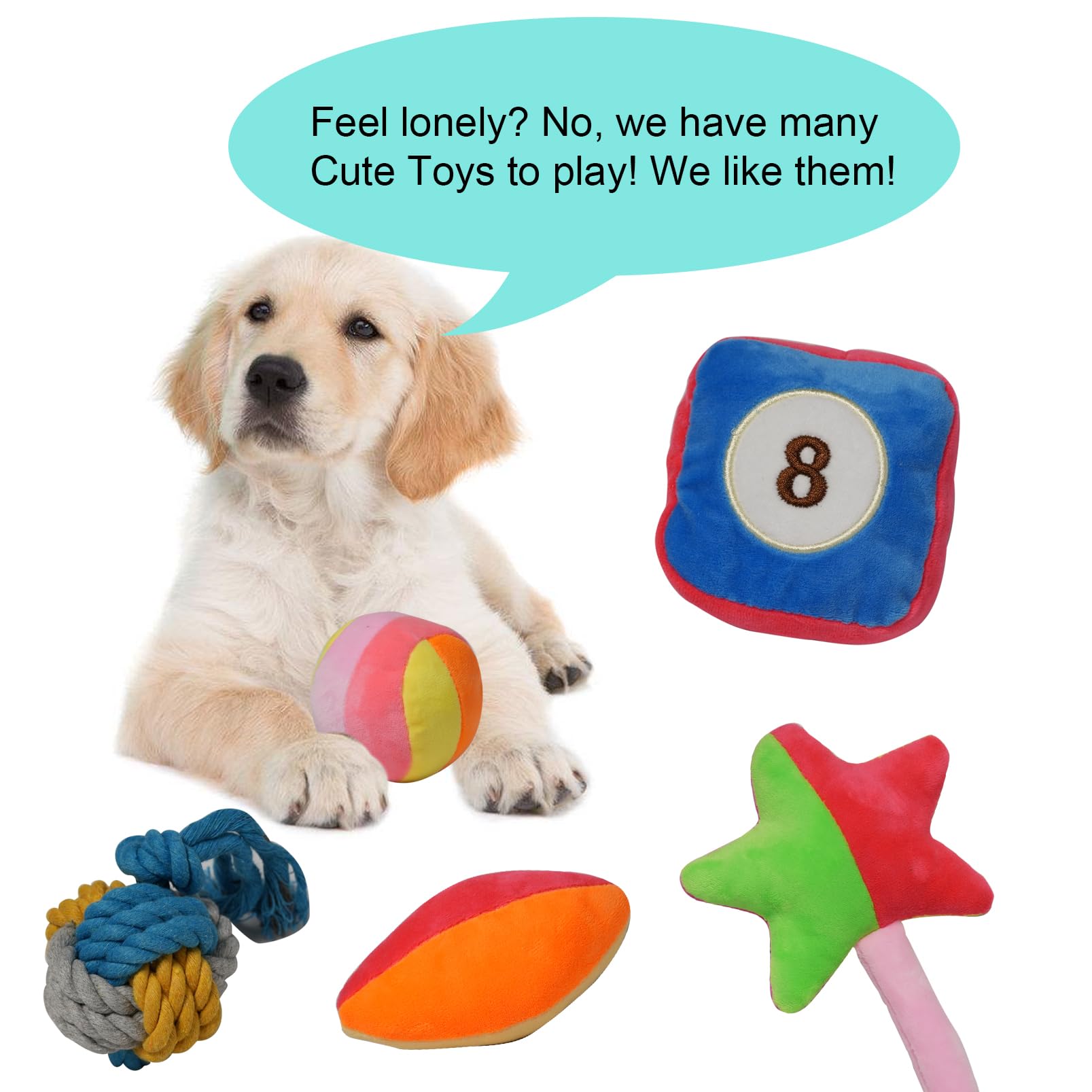 Szkokuho Puppies Pet Multiple Designs Rope Dog Chew Toys,Cute Stuffed Plush Puppy Squeaky Toys For Small Medium Dogs Interactive