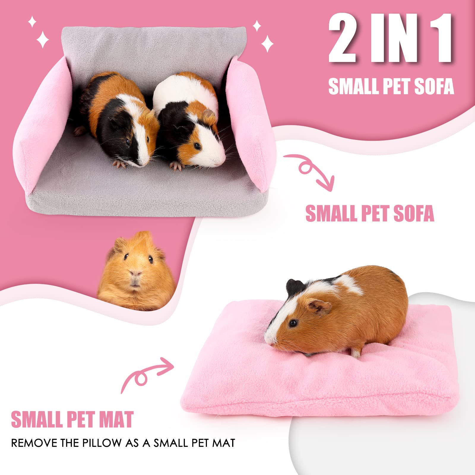 Oneju Guinea Pig Sofa - Removable Cushioned Pillow, Stuffed Arms And Back, Super Cozy, Ideal For Small Pets