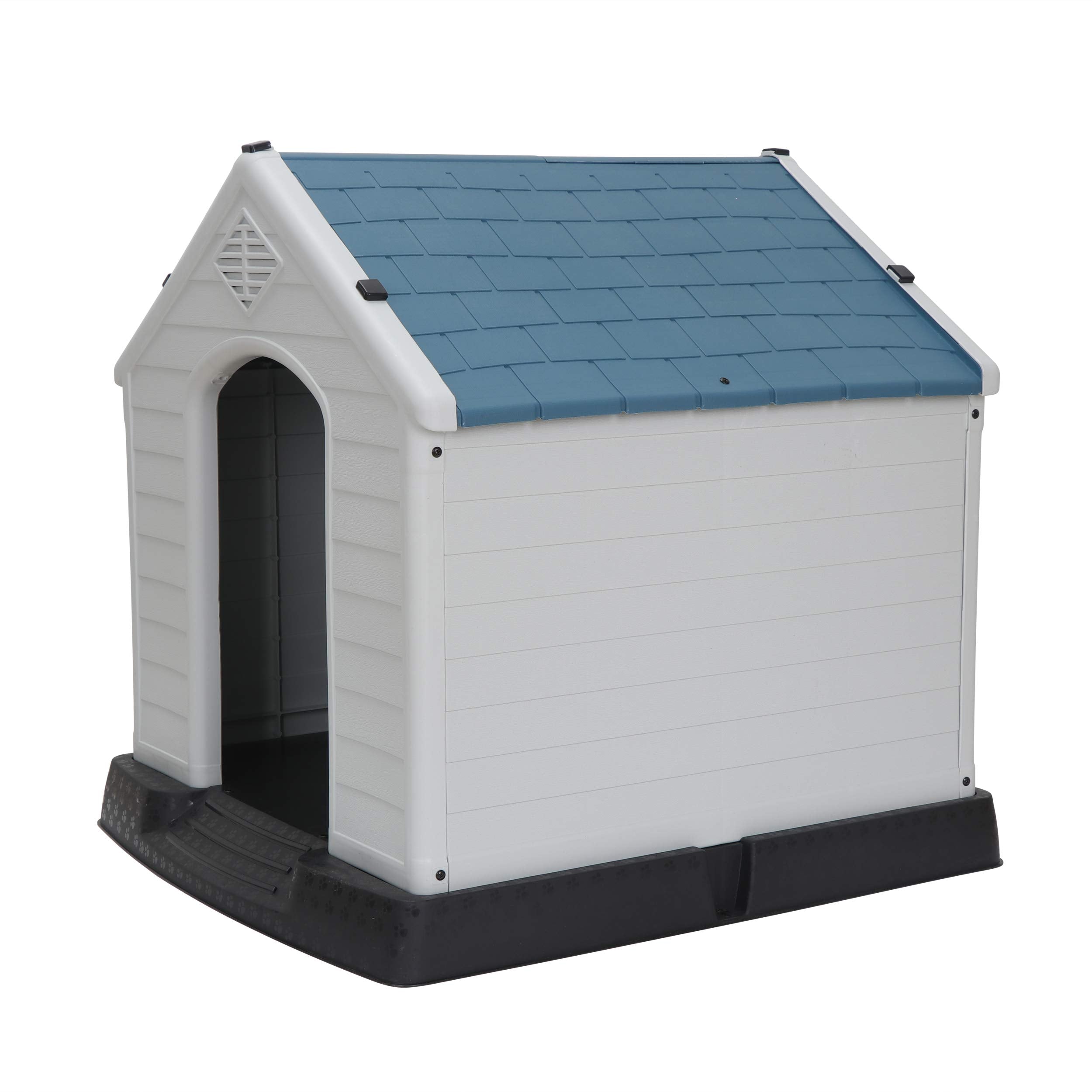 Zeny Plastic Dog House - Waterproof Dog Kennel With Air Vents And Elevated Floor All Weather Indoor Outdoor Insulated Doghouse P