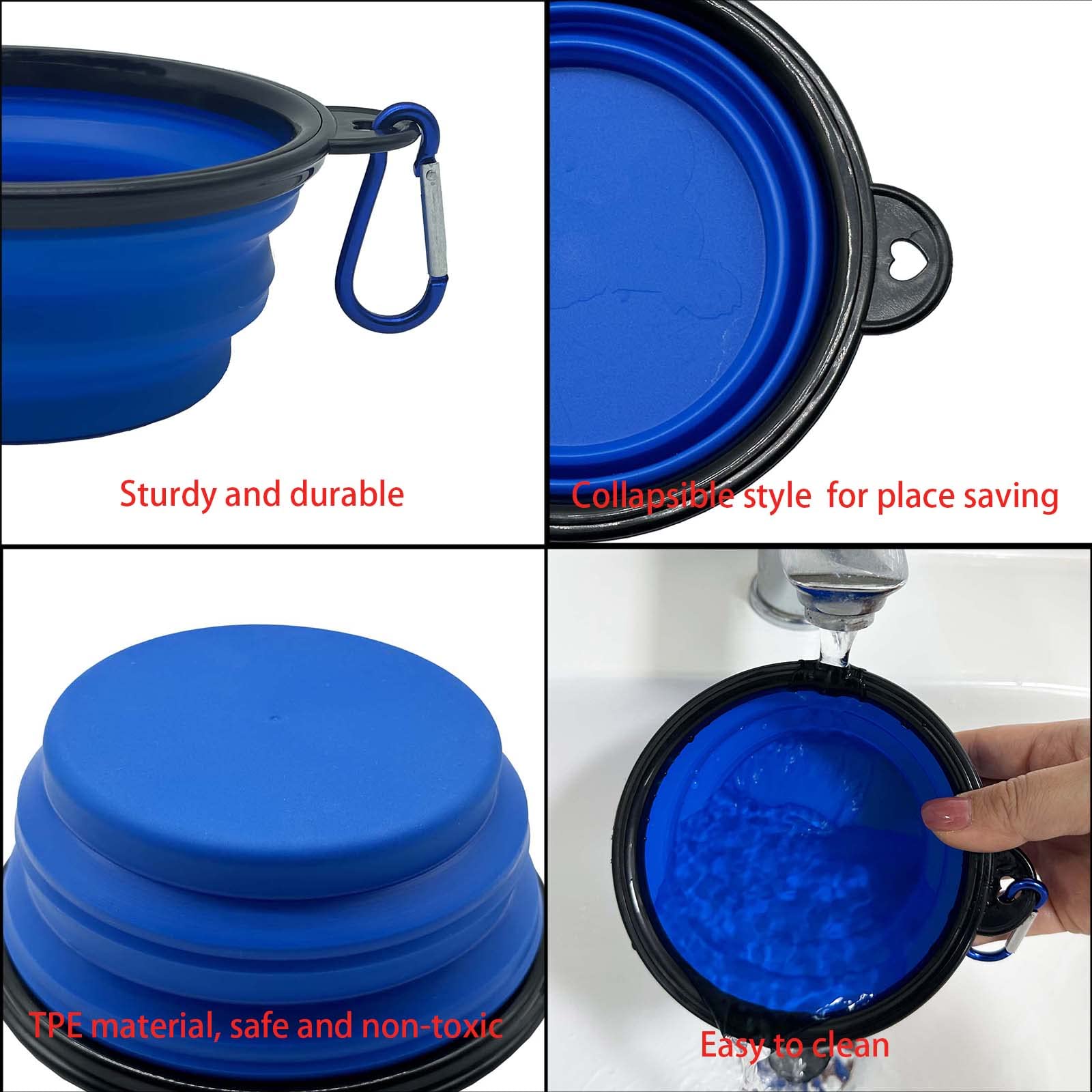 Small Collapsible Dog Bowl 12Oz,2 Pack Portable And Foldable Pet Travel Bowls With 2 Carabiners & Lids For Dogs Cats And Small A