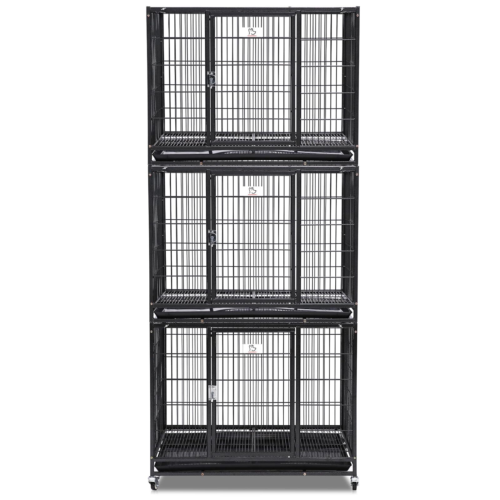 Homey Pet Three Levels 37 Inch Dog Crate, Escape Proof Dog Cage Kennel Indoor With Top Access And Lockable Wheels, Removable Tra