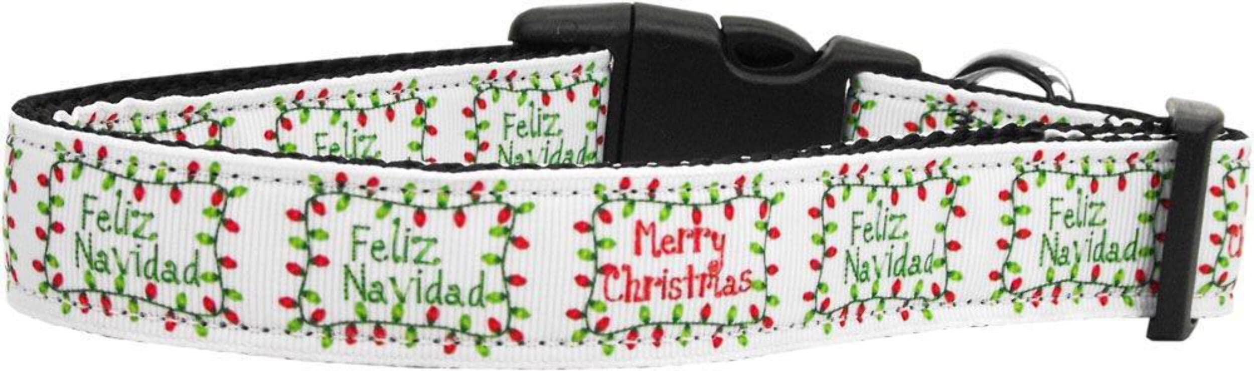 Christmas Pet Dog & Cat Nylon Collar or Leash, &quot;Feliz Navidad&quot; XS Collar