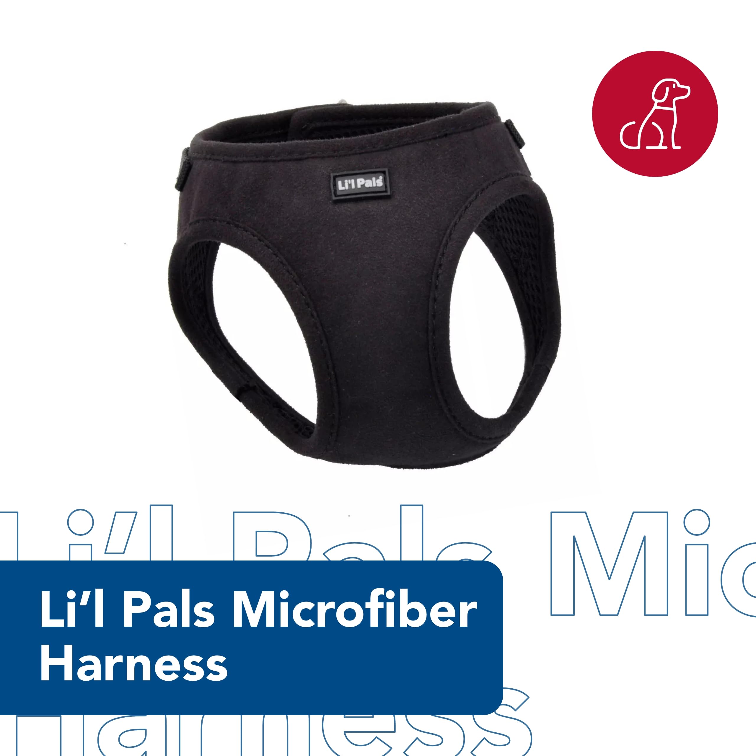 Coastal - Lil Pals Microfiber Dog Harness - Adjustable, Comfortable Design For Small Dogs - Black - 3/8    X 8-10