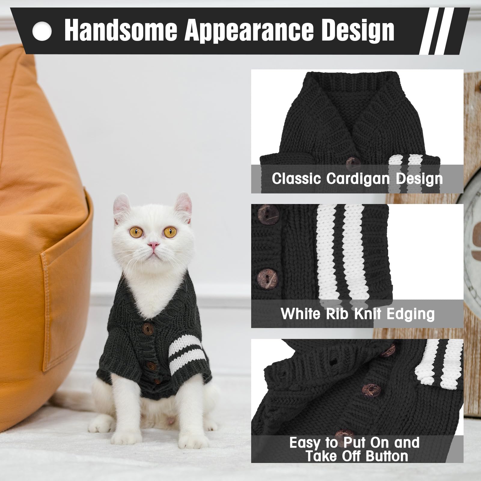 Expawlorer Cat Sweater For Cold Weather - Stylish Knitted Sweatshirt With Sleeves, Winter Kitten Clothes For All Different Cats
