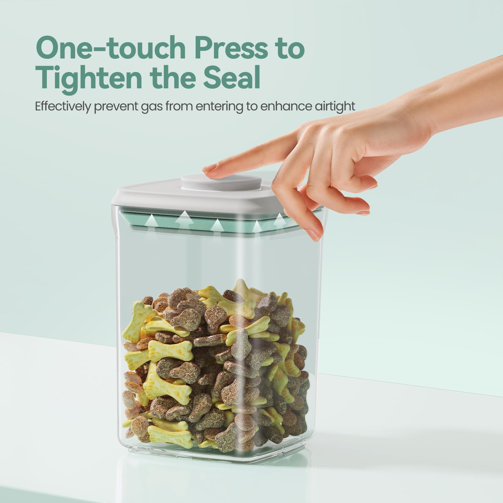 FAFAFLYER Dog-Cat POP Treat-Airtight jar-Container - 2.2 Qt/2 L | Stackable One-Touch Opening | For Snacks Candy Salt Herbs Spic