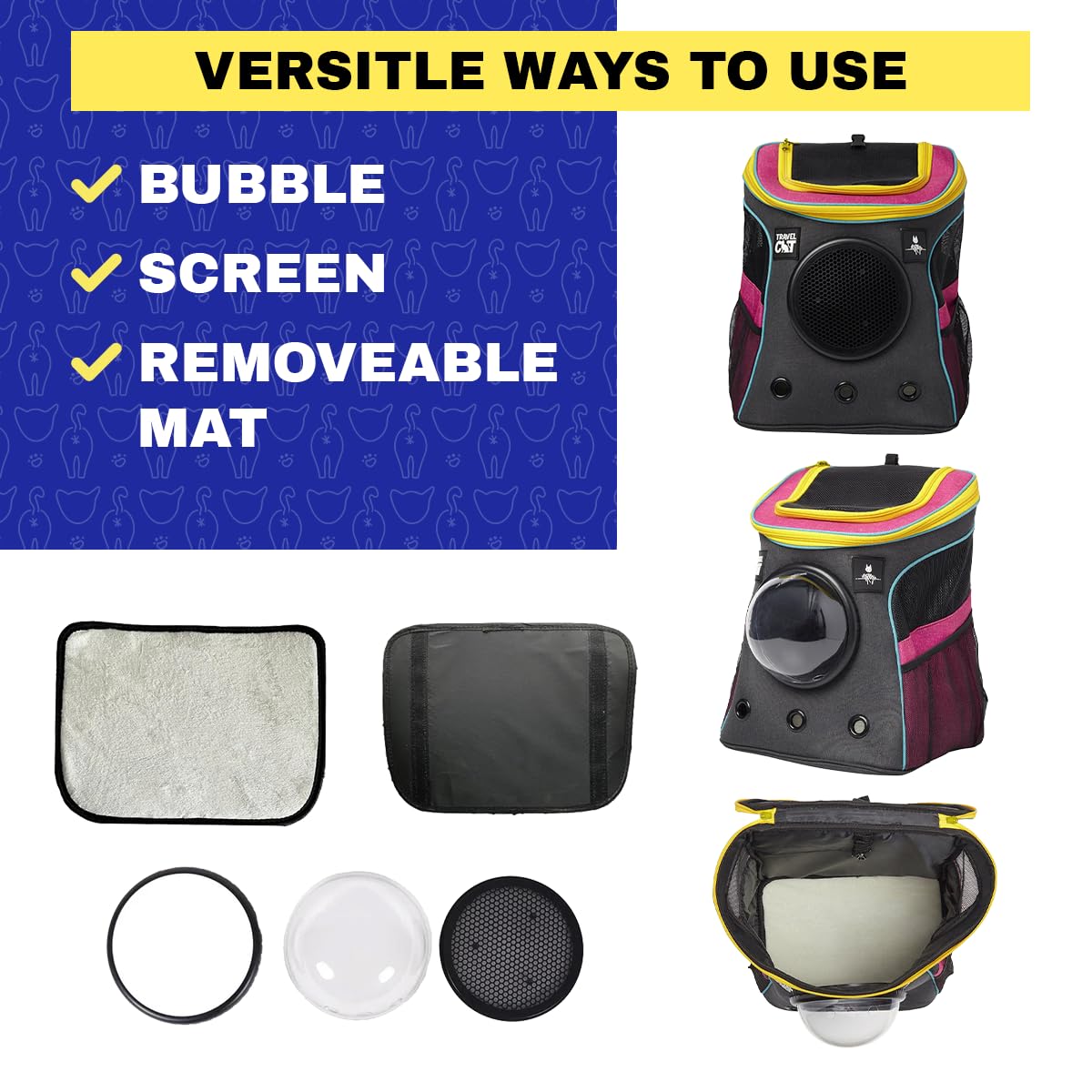 Fat Cat Backpack Carrier - Airline Approved Cat Carrier With Space Capsule Bubble For For Small Cats, Kitten - Premium Stray Cat