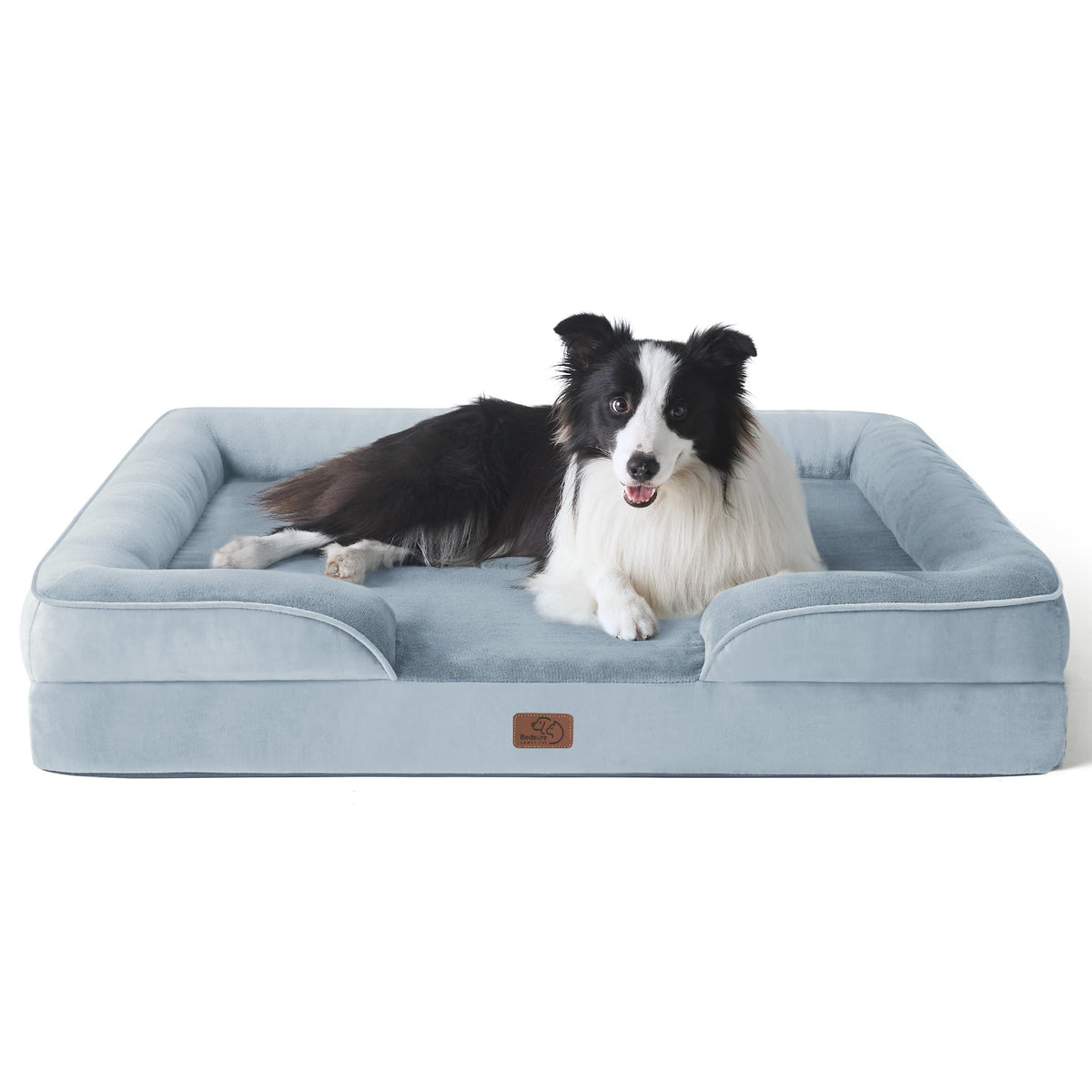 Bedsure Orthopedic Dog Bed For Large Dogs - Big Washable Dog Sofa Beds Large, Supportive Foam Pet Couch Bed With Removable Washable Cover, Waterproof Lining And Nonskid Bottom, Light Blue