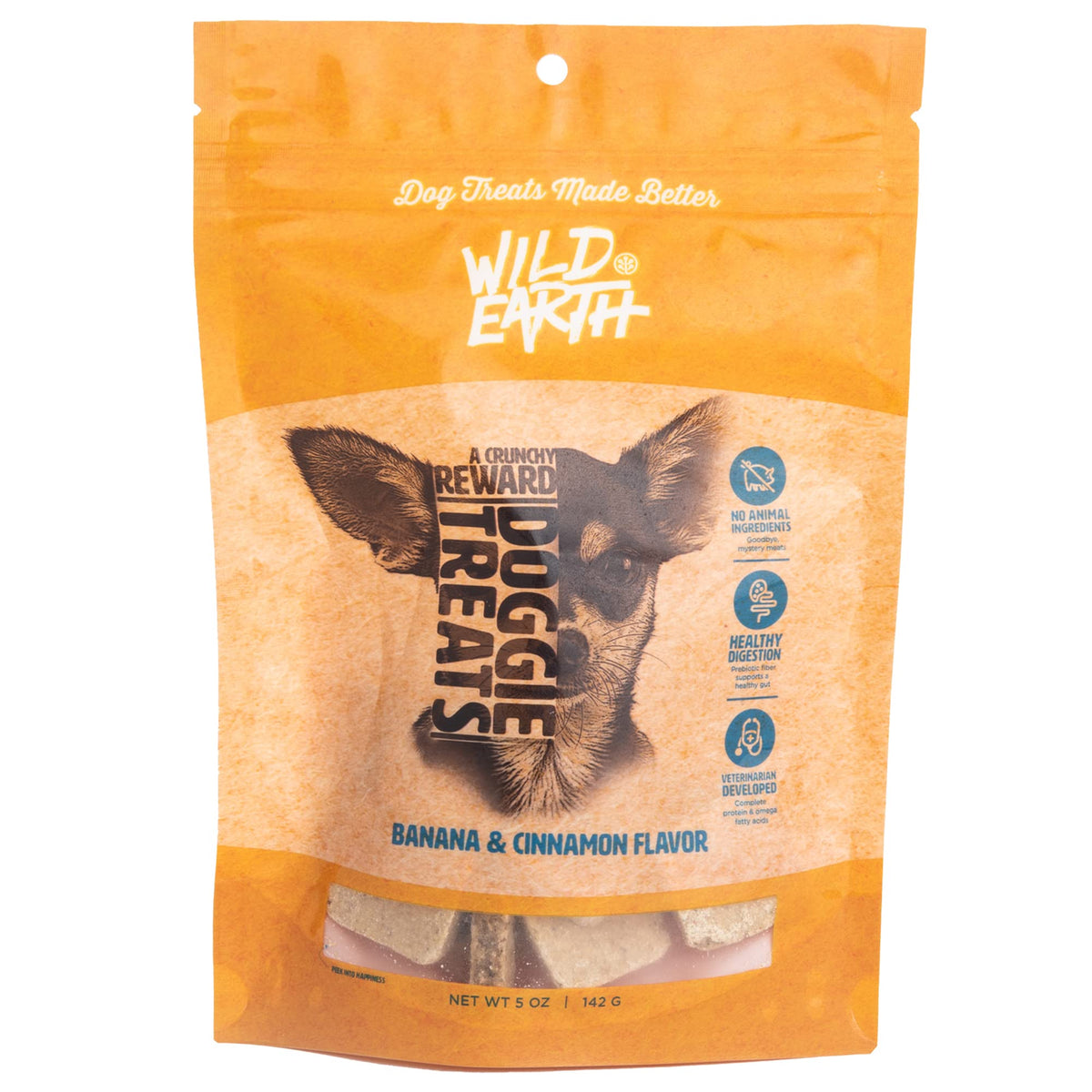 Wild Earth Superfood Dog Treats, Plant Based Dog Treats With Omega Acids, Prebiotics & Koji Protein, No Fillers, Veterinarian-Developed, Banana & Cinnamon Flavor